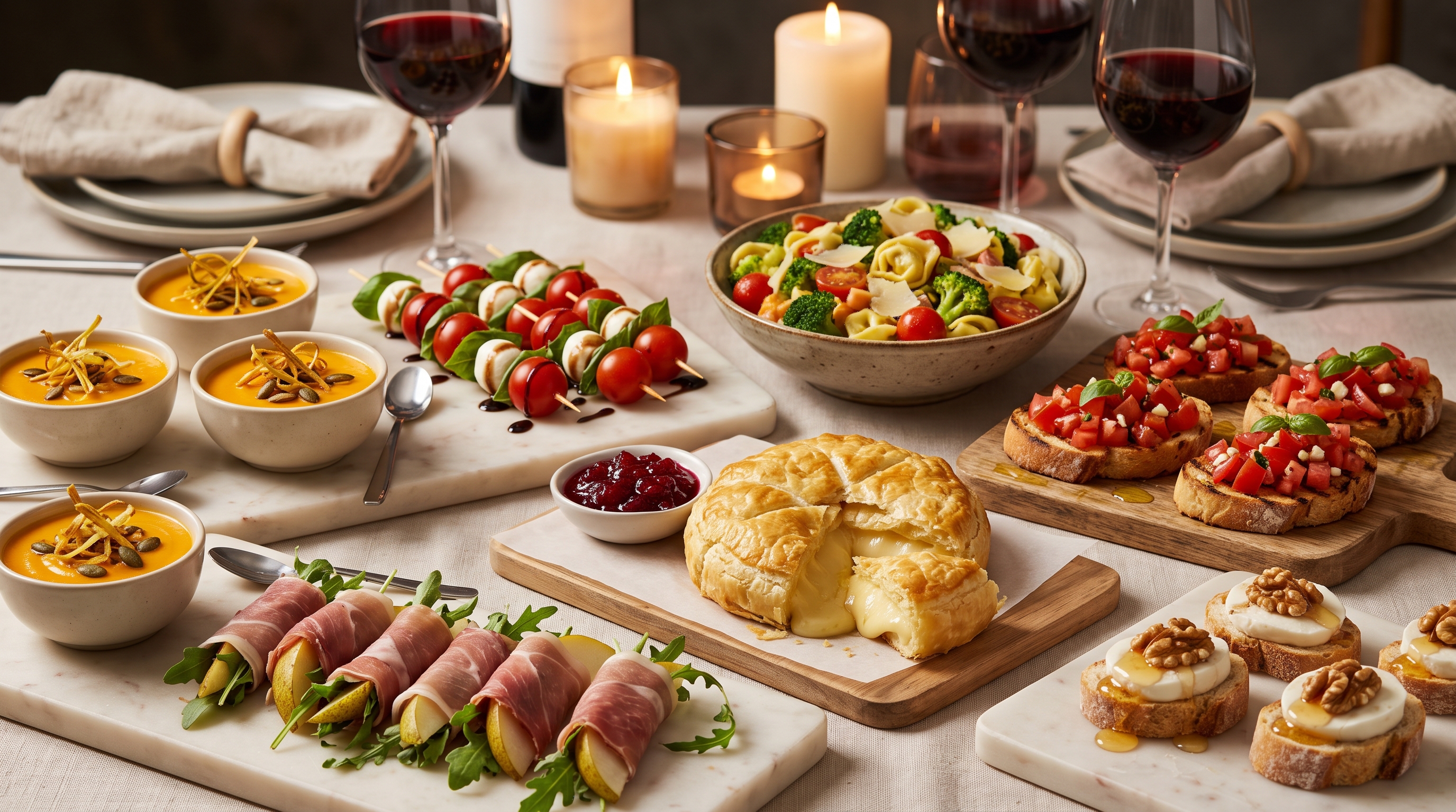 pieczony camembert i roladki z szynką parmeńską